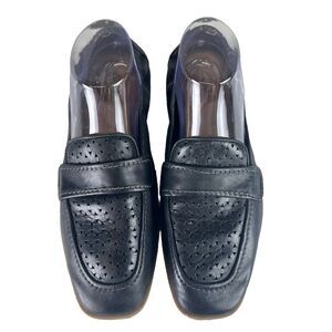 Clarks Lyrical Way Loafer Black Leather Leather Square Toe Comfort Womens Sz 8.5